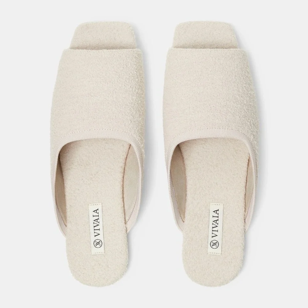 VIVAIA Square-Toe Fluffy Slides EU 41 / US 9.5 - Picture 3 of 10